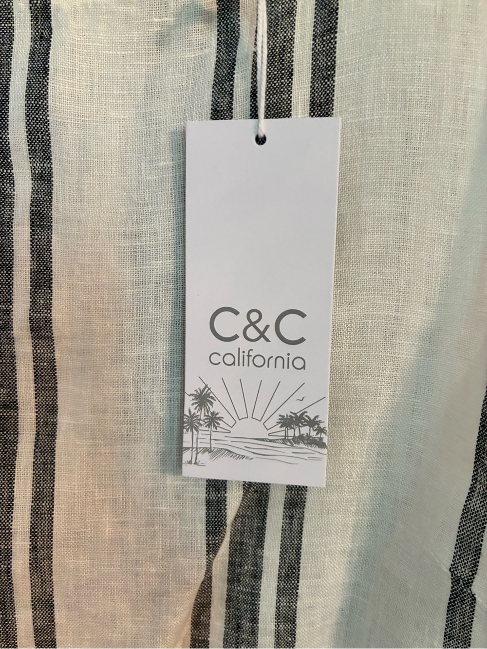 C&C California White Linen Sleeveless Top with Black Vertical Stripes-NWT - Picture 4 of 7